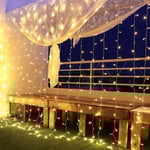 LED-ljusgardin, ljusnät 3x3m 300 LED, IP44 vattentät lågspänning, 8 lägen gardin ljusslingor för inomhus, jul, barn