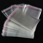 200 st genomskinliga cellofanpåsar i plast med självhäftande stängning 12 x 18 cm - WELLNGS