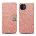 ZCDAYE Wallet Case for iPhone 12 Mini,iPhone 12 Mini Cover,Magnetic Luxury Bling Glitter PU Leather Folio Flip Case Cover with [Love Diamond Buckle][Card Slots] for iPhone 12 Mini 5.4''-Rose Gold