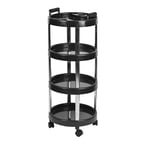 Beauty Cart Multifunctional Beauty Nail Tool Bar Trolley Four-Layer Round Storage Trolleys (Color : Black, Size : 35.5x88cm)