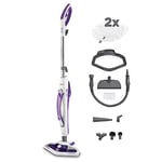 Polti Vaporetto SV440_DOUBLE Steam Mop with Hand Cleaner (UK Version), Vaporforce Brush, Kills and Removes Viruses, Germs and Bacteria 99.9% *, 15-in-1, Purple