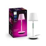 Philips Hue Go Smart Portable Table Lamp [Downlight - White] White & Colour Ambiance LED with Bluetooth. For Home Indoor Lighting, Bedroom, Livingroom, Diningroom, Office. Works with Alexa