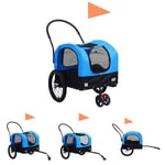 The Living Store Cykelvagn för husdjur och joggingvagn 2-i-1 blå och svart -  Vagnar för husdjur