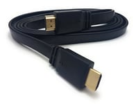 MainCore 1.8m long Flat HDMI to HDMI Cable/Lead Ultra HD (4K) 3D-compatible + Ethernet/network/Gold-Plated (Available in 0.25m, 0.75m, 1m, 1.5m, 1.8m, 2.5m, 3m, 4m, 5m, 10m) (1.8m)