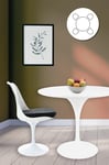 Tulip Set - White Medium Circular Table and Four Chairs with Luxurious Cushion