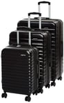 Amazon Basics Valise de voyage à roulettes pivotantes, Noir, Lot de 3 valises (55 cm, 68 cm, 78 cm)