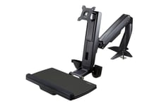 StarTech.com Sit Stand Monitor Arm, Desk Mount Adjustable Sit-Stand Workstation Arm for Single 34" VESA Mount Display, Ergonomic Articulating Standing Desk Converter with Keyboard Tray - Stand Up Office Desk (ARMSTSCP1) monteringssæt - for monitor / tasta