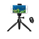 UXWEN Mini Phone Tripod, Flexible Camera Travel Tripod with Bluetooth Control for iPhone/Camera/Smartphone/Webcam with Universal Phone Holder & Mount, 180°Rotation Ball
