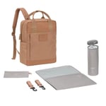 LÄSSIG Sac à langer Sac à dos avec matelas à langer, attache pour poussette, porte-bouteille Fabrication durable/GRE Vividal Backpack almond