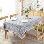 Flower Pattern Tablecloth Linen Cotton Table Cloth With Lace Din A