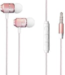 DN-Technology Oppo Reno 4 Pro Earphones - Earbuds Headphone Wired Earphones Headset with Microphone and Volume Control For Oppo Reno 4 Pro (ROSE GOLD)