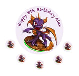 Spyro Skylanders Cake Topper Icing Sugar Edible 7.5"  Personalised  Birthday