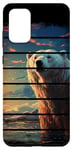 Coque pour Galaxy S20+ Rétro coucher de soleil blanc ours polaire lac artique réaliste anime art