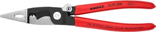 Knipex Pliers for Electrical Installation black atramentized, plastic coated 200 mm (self-service card/blister) 13 91 200 SB