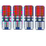 T10 w5w Canbus Röd 4-pack Led lampor med 24st 3014smd chip Röd