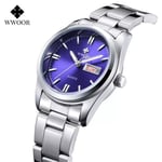 Montre Femme 2023 WWOOR Mode Damklockor Vattentät Quartz Silver Klocka Dam Automatisk Dateklänning Armbandsur Watch Mujer silver blue