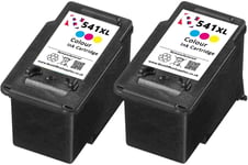 2 x Refilled CL 541XL Colour Ink Cartridge fits Canon Pixma MX475 Printer