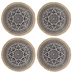 Set of 4 Jute Placemats, Natural Hessian Round Table Mats, 38cm