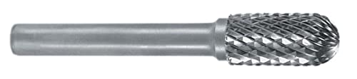 RUKO Tungsten Carbide Rotary Burr with Cross Teething, C Oval (WRC) Shape, Bright Finish, 10.0 mm Diameter, 60 mm Length, R116022