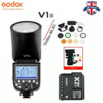 UK Godox V1S TTL 1/8000s HSS Round Head Flash+X2T-S for Sony+AK-R1 Accessories