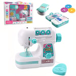 smzzz HOME GARDEN Mini Portable Kid's Electric Sewing Style Craft Toys Educational Interesting Small Household Manual Electric Double Speed Kid's Sewing Machine Home Toys for