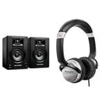 M-Audio BX3 3.5" Studio Monitors, HD PC Speakers for Recording and Multimedia with Music Production Software, 120W, Pair & Numark HF125 - Ultra-Portable Professional DJ Headphones with 6 ft Cable