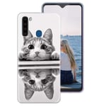 Pnakqil Blackview A80 Pro Case Clear Transparent with Pattern Cute Silicone Shockproof Soft Gel TPU Ultra Thin Rubber Protective Back Phone Case Cover for Blackview A80 Pro, Cat 01