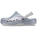 Crocs Unisex Kids Baya Glitter T Clog, Silver, 6 UK Child
