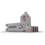 Lindy 40450 Cadenas USB avec clef 4 pièces Rouge