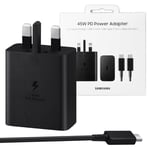 SAMSUNG OFFICIAL 45W SUPER FAST CHARGER WITH CABLE 2.0 - BLACK - EP-T4510XBEGGB