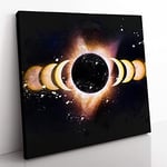 The Eclipse Paint Splash Modern Canvas Wall Art Print Ready to Hang, Framed Picture for Living Room Bedroom Home Office Décor, 50x50 cm (20x20 Inch)