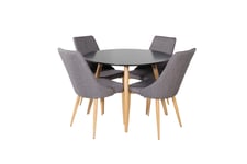 Venture Design Plaza & Leone matgrupp Svart/grå 4 st stolar & bord 100 cm
