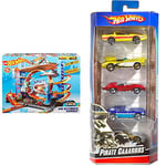 Hot Wheels FTB69 City Garage with Loops and Shark, Connectable Play Set with 2 Diecast and Mini Toy Car [Amazon Exclusive] & 5 Car Gift Pack (Styles May Vary)