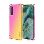 HAOYE Case for Oppo Find X2 Neo Case, Gradient Color Ultra-Slim Crystal Clear Anti Smudge Silicone Soft Shockproof TPU + Reinforced Corners Protection Phone Cover (Pink/Gold)
