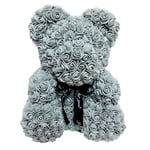 Geagodelia Rose Toy Bear Romantic Valentine 's Day Christmas Wedding Present Flower Artificial Gifts for girlfriend (Grey, 25cm)