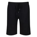 DKNY Men's Jersey Cuffed Lounge Short in Black with Contrasting Red Piping, Leg Branding & Side Pockets, Extra Large