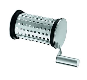 Râpe à Fromage Manuelle 4 Tambours Inox - Pour Parmesan, Légumes, Noix, Chocolat - Avec Récipient Et Manivelle, Facile à Nettoyer
