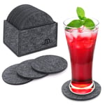 MENNYO Coasters with Holder Set of 14, Drink Coasters Mats Non Slip Heat Resistant Decorative for Home, Round Felt Coasters for Bowls, Cups, Mugs, Glasses, Presents for Friend