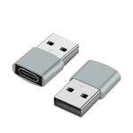 2-pack USB-C till USB-adapter för dataöverföring och laddning Grå