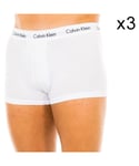 Calvin Klein Mens Pack-3 Boxers breathable fabric and anatomical front U2664G men - White - Size Small