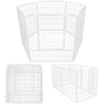 Modulärt hundhägn - Springos® - 6 delar - Fällbart - 184 cm x 94 cm - Vit metall Vit