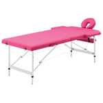 vidaXL Hopfällbar massagebänk 2 sektioner aluminium rosa 110194