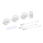 Uppladdningsbara LED-spots 13 RGB färger 3-pack Vit
