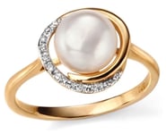 Elements Gold GR503W 54 9ct Yellow Gold Diamond And  Pearl Jewellery