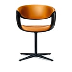 Walter Knoll - Lox Swivel Chair 1354, Polished, Matt Black Shell, Leather Cat. 50 Rodeo-Soft 1415 Off White, 4-star Base, Teflon Glides