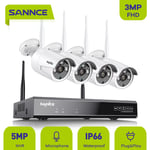 5MP hd Système de caméra de sécurité nvr sans fil avec caméras WiFi 3MP Stream Accès à distance et alertes de mouvement Micro intégré ai Détection