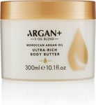 Argan+ Ultra Rich Body Butter, Moroccan Argan Oil Vegan Moisturising Body Cream,