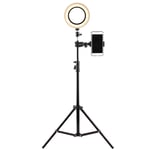 AJH 6 inch Selfie Ring Light with Tripod Stand & Phone Holder for Live Stream/Makeup, Dimmable Led Camera Beauty Ringlight, Three Colors Adjustable