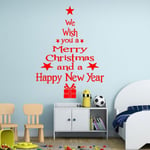 1pc Christmas Window Wall Stickers Posters Decals Blessing Tree Black