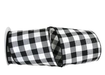 Reliant Ribbon Celine Ruban sergé à carreaux avec bords renforcés 10,2 cm x 9,1 m, noir/blanc